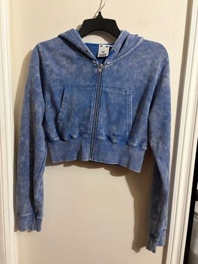 X-girl Blue Washed Cropped Zip Hoodie